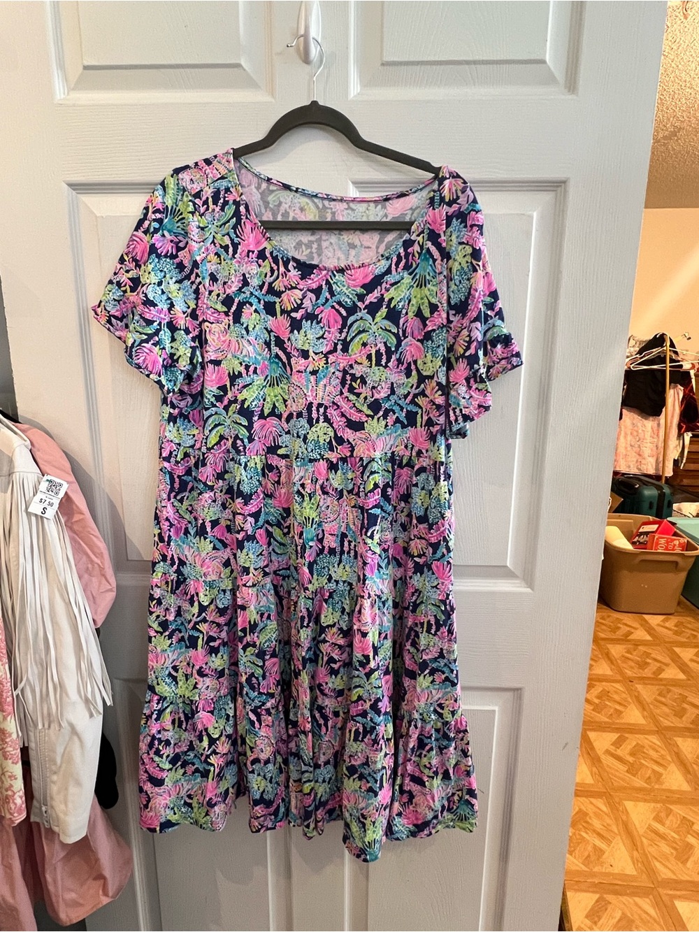 Lilly Pulitzer Navy, Pink and Mint Floral Short Sleeve Dress